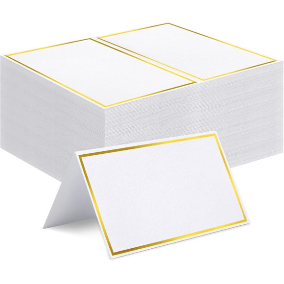 Place Cards PECULA 120 unidades, 5 x 9 cm, en blanco, rellenables con lámina dorada