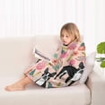 thumbnail image 4 of Pink Boston Terrier and Flower Blanket Hoodies for Kids 6-13YR Oversize Wearable Blanket Hoodies for Boys Girls Teens, 4 of 7