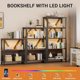 thumbnail image 4 of QinaQin Librero alto con luces LED, repisas abiertas de madera y metal, estante de piso para sala, recámara u oficina con diseño moderno y funcional, 4 of 9