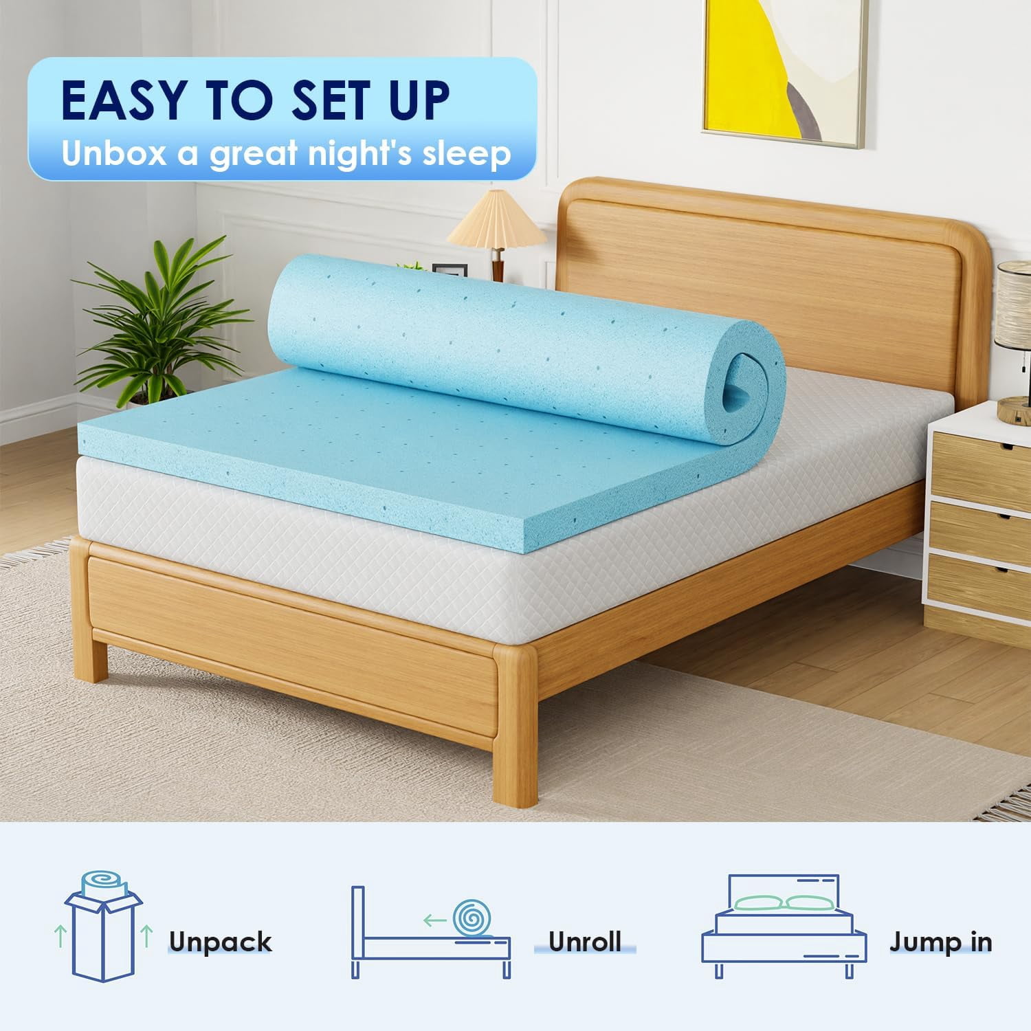 PayLessHere 3 Inch Gel Memory Foam Mattress Topper/Easy to Clean (Full)