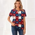 thumbnail image 3 of Iaqnaocc 4th Of July Tops for Women Trendy Summer Button Down V-Neck Vintage Shirts Independence Day American Flag Stars Plaid Plus Size Short Sleeve T Shirts for Women Wine XXXL, 3 of 4