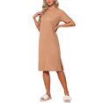 thumbnail image 2 of INSPIRE CHIC Women's Casual Summer Pajama Dress Loose Fit Nightshirts Short Sleeve Sleepwear Split Midi Nightgowns L Coffee, 2 of 6