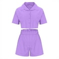 thumbnail image 4 of Kaemgyyd Women's Cotton Shorts Sets 2 Piece Outfit Button down Cropped Shirt and Shorts Sweatsuit Set Vacation Beach Outfits, 4 of 5