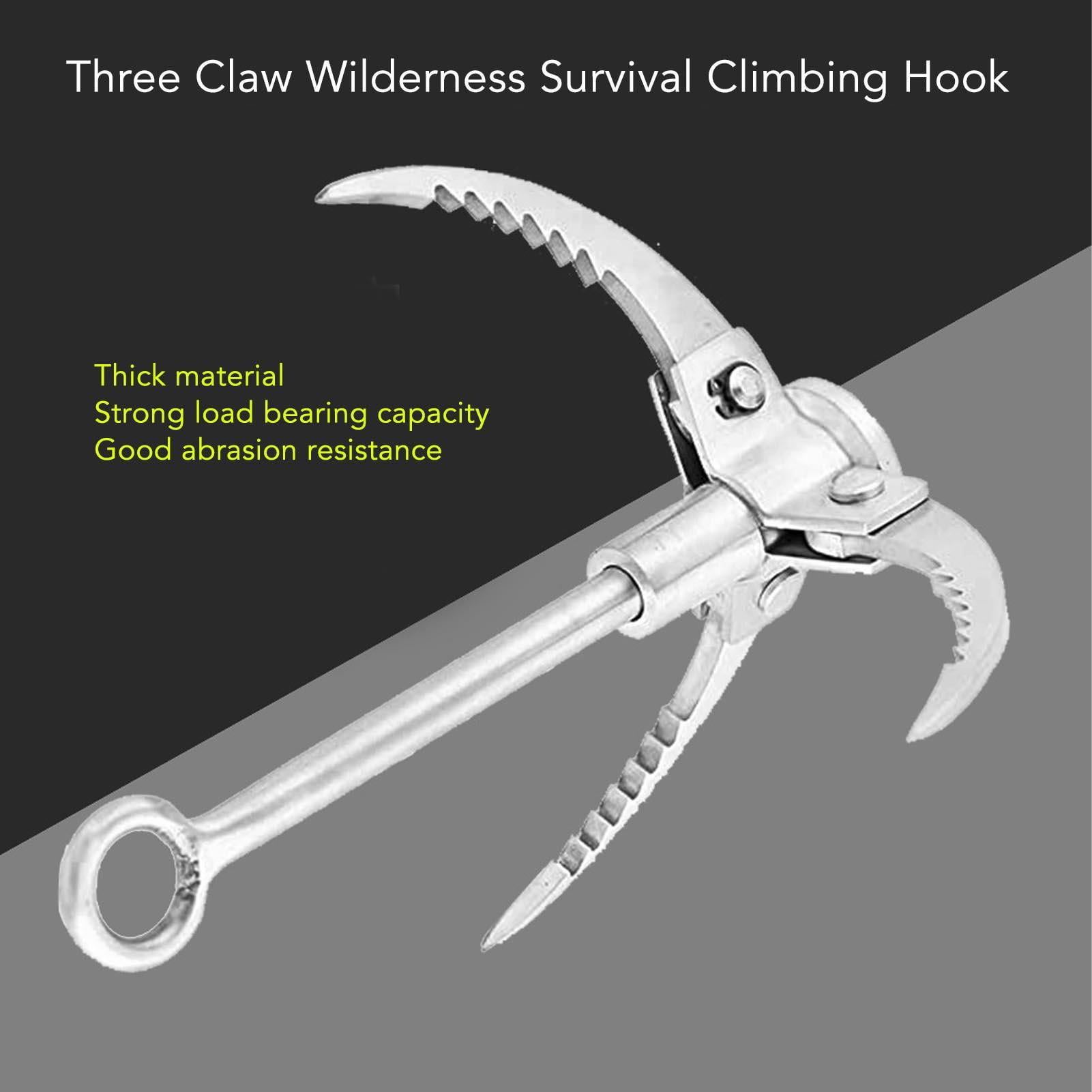 LAZIOEGR Folding Stainless Steel Climbing Hook – 3‑Joint Grappling Hook for Mountaineering, Wilderness Rescue, and Outdoor Adventure