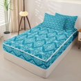 thumbnail image 2 of jejeloiu Elegant Damask Zipper Full Size Comforter Sets with Fitted Sheet and 2 Pillowcases,Traditional Print Zipper Bedding Set For Adults,Teal White,Black Reversible,4-Piece, 2 of 7