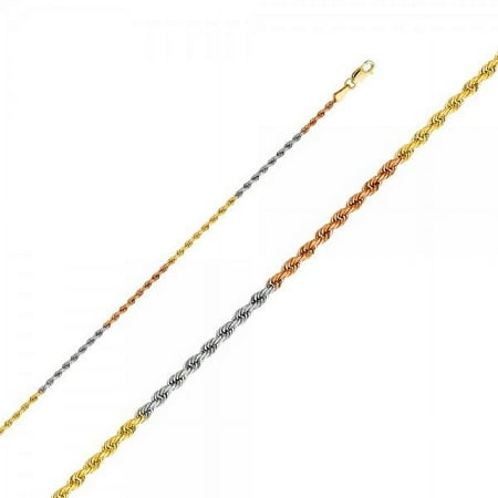 14K Gold 3C 2mm Solid Rope DC Chain : 18"