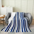 thumbnail image 1 of Erosebridal Geometric Lines Throw Blanket for Couch 30x40, Blue Gray White Black Stripes Plush Blanket, Abstract Bedroom Decor, 1 of 7