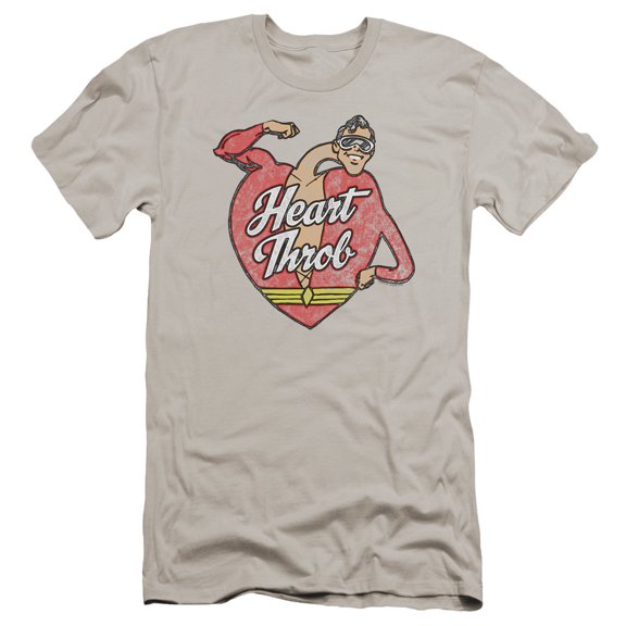 JLA Justice League Heart Throb HBO S/S Adult 30/1 T-Shirt Silver