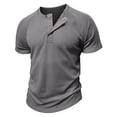 thumbnail image 3 of RYRJJ Men's Waffle Henley Shirts Raglan Short Sleeve Casual Basic Tee Summer Button Lightweight Stretch Work T Shirts(Dark Gray,XXL), 3 of 8