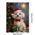 thumbnail image 3 of Christmas Bath Curtain With Cute Pet White Dog Red Bow Designs - No-Drill 12 Hooks Included, 3 of 6