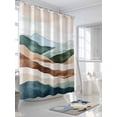 thumbnail image 3 of Teal Brown Ombre Shower Curtain, Abstract Art Modern Waves Waterproof Shower Curtain Set with 12 Hooks Lightweight Washable Fabric Shower Curtains for Bathroom 36x72 Inches, 3 of 6