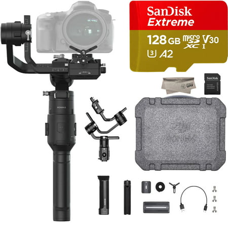 DJI Ronin-S Essential Kit for Handheld 3-Axis Gimbal Stabilizer, Comes 128GB Micro SD, Tripod, Gimbal Hook and Loop Strap, 1 Year Limited Warranty,