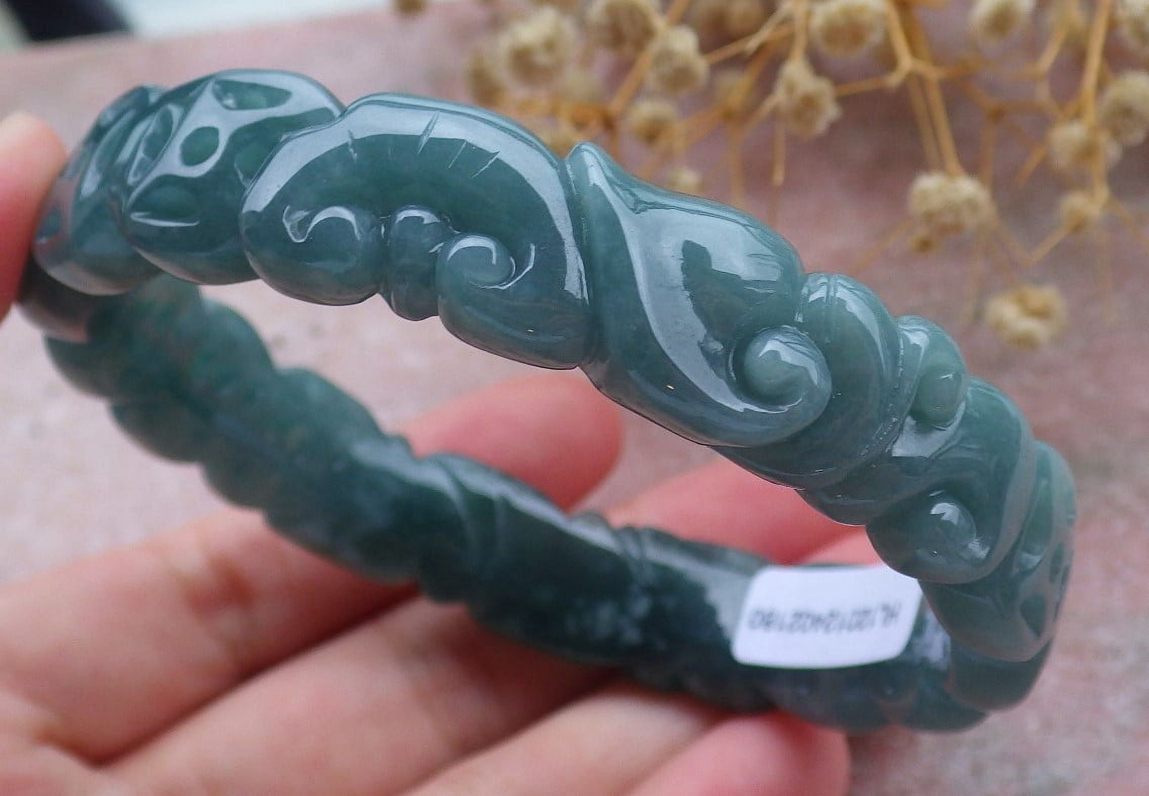 Icy Green Natural A JADE Jadeite Money Coin Ruyi Bangle Bracelet 59 mm 679479 TN