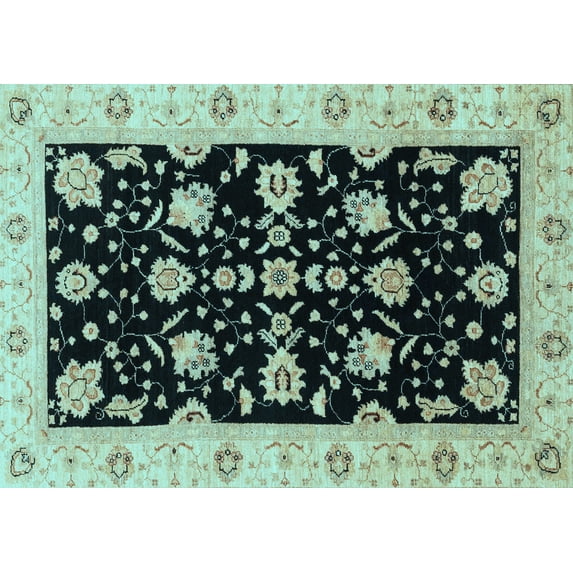 Ahgly Company Indoor Rectangle Oriental Light Blue Traditional Area Rugs, 2' x 4'