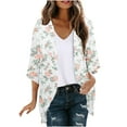 thumbnail image 2 of Abomasnow Women's Floral Print Puff Sleeve Kimono Cardigan Loose Beach Cover Ups Open Front Tops Swimsuit Cover Ups, 2 of 5