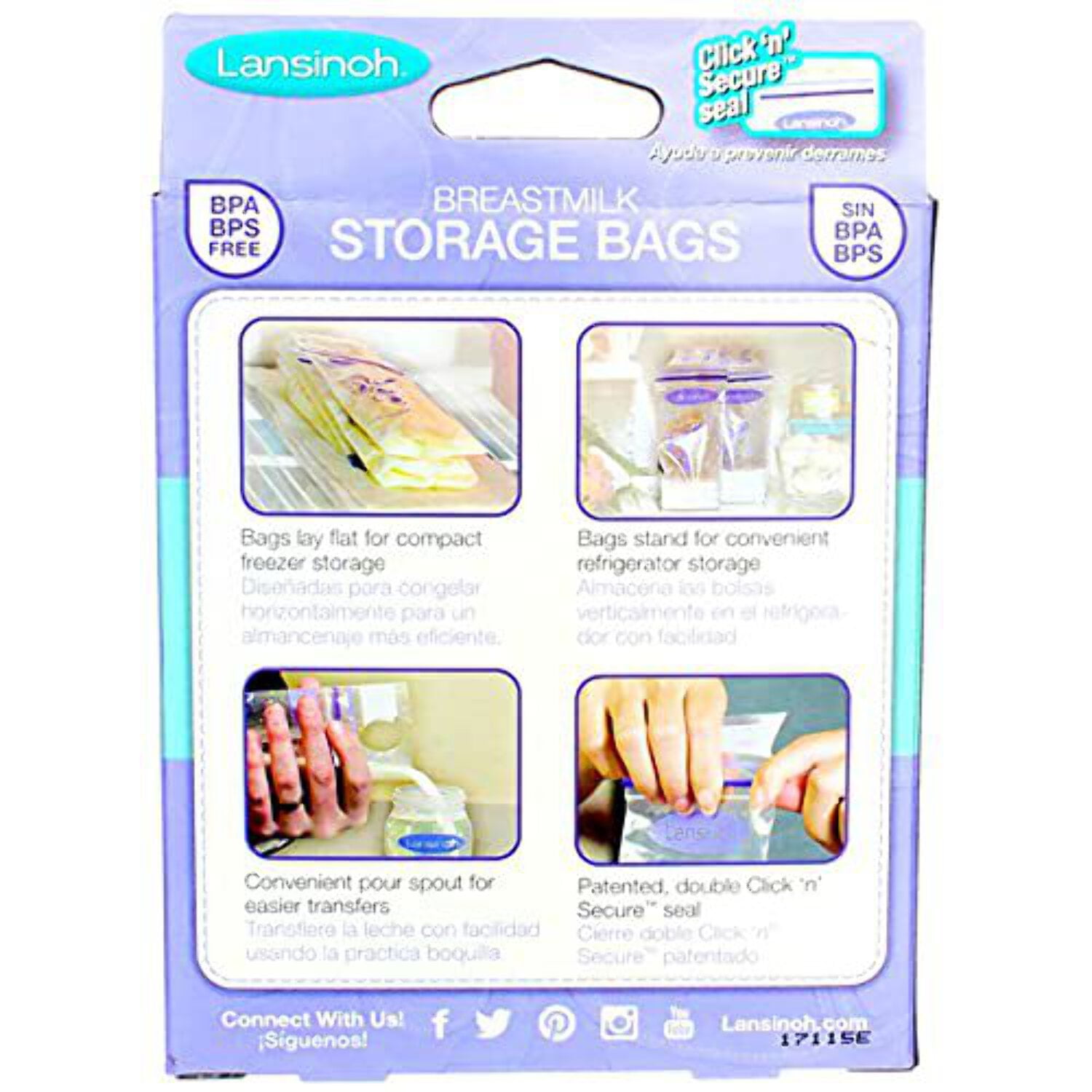 Breastmilk Storage Bags 6oz (50ct) with 2 Pump Adapters – Lansinoh
