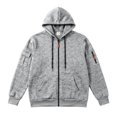 thumbnail image 5 of FENGYOU Mens Heavyweight Fleece Lined Zip Up Hoodie Loose Fit Hooded Sweatshirt Multi Pocket Casual Jacket Outerwear Light Gray 3XL, 5 of 7