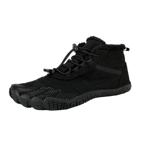 VMESZQFG Mens Snow Boots Winter Warm Booties Lined Non-Slip Ankle Boots Outdoor Slip On Water Proof Booties Comfort Warm Shoes Black