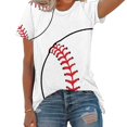 thumbnail image 2 of Women's Round Neck Blouse Dressy Casual Tops Short Sleeve Loose Fit Flowy Tunic Tops Basic Tees for Sports Vintage Summer Clothes for Teen Girls Fashion 2024 Baseball Graphic Tops White T Shirts L, 2 of 4