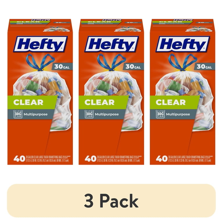 Hefty Clear Trash Bags, 30 Gallon, 40 Count photo 1