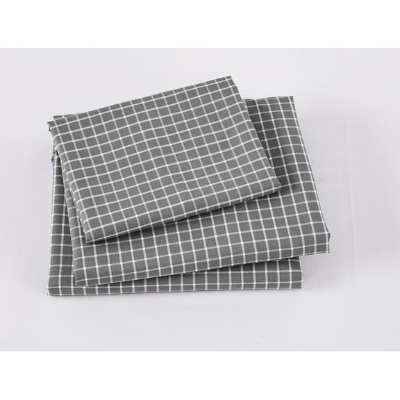 Skylinewears Bed Sheet Set 4 PC Printed Brushed Microfiber Elegant Bedding Set Plaid Gray Full