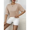 thumbnail image 2 of Weardear Womens Knit Short Sleeve Summer Tops Solid Color Pullover Sweater Basic Crew Neck Casual Blouses, 2 of 6