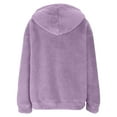 thumbnail image 4 of Women's Sherpa Lined Jackets Fleece Full Zip Hoodies Baggy Long Sleeve Drawstring Hood Coats Fluffy Warm Outfits (M, Purple), 4 of 8