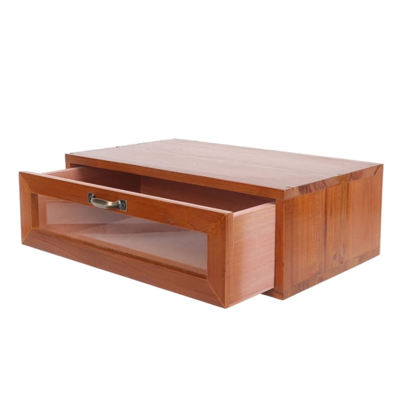 TOPBATHY Wooden Monitor Stand Riser with Drawer Desk Storage Organizer for Computer Accessories Makeup and Office Supplies 11.8X7.3X3.9 Inch Desktop