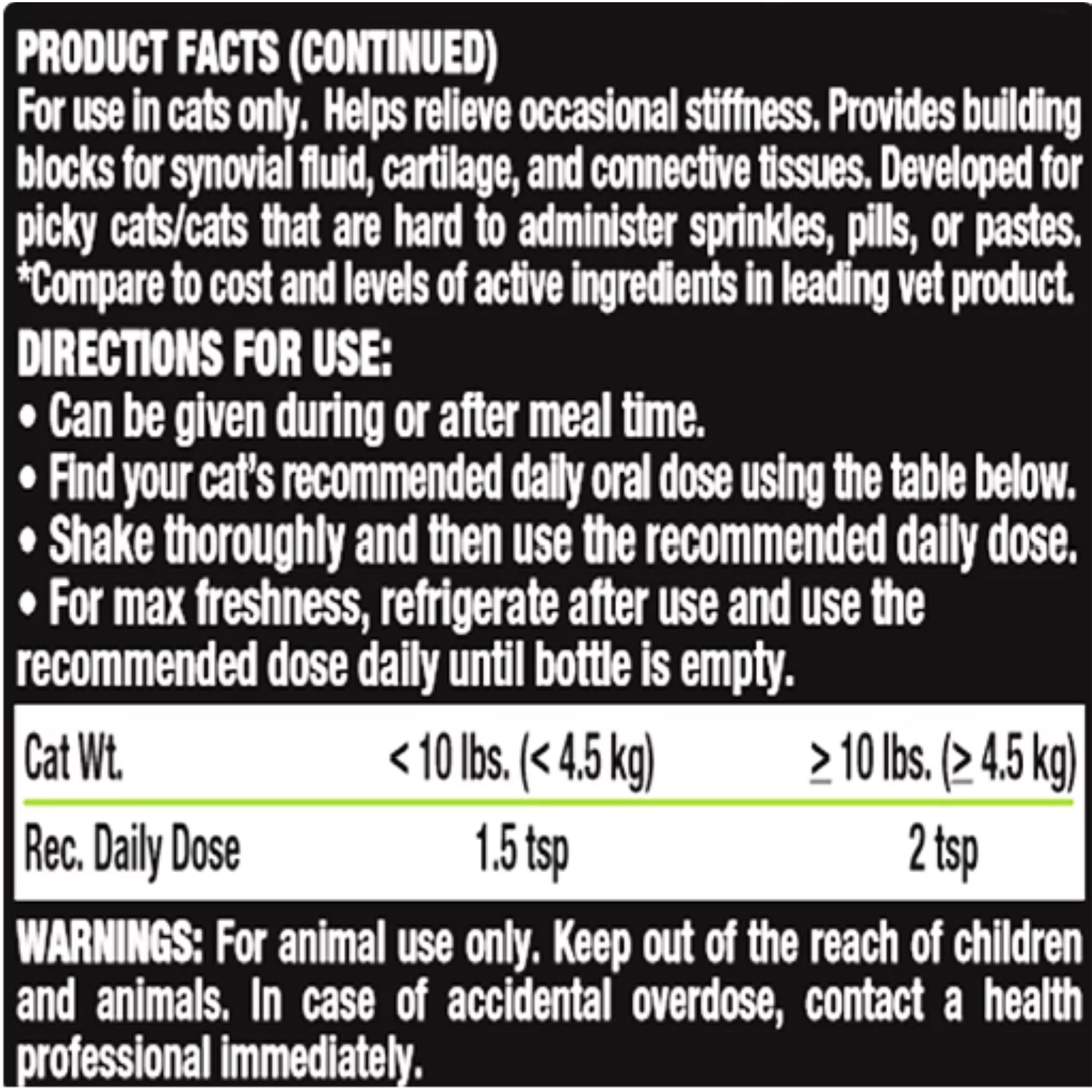 Liquid-Vet Hip & Joint Support Supplement for Cats with Glucosamine, Seafood, 8 oz.