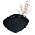 thumbnail image 2 of MasterPan Non-Stick Grill Pan Wooden, 11", Folding Handles, 2 of 7