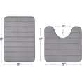 thumbnail image 2 of 2 Piece Striped Design Solid Memory Foam Bathroom Rug Set Non-Slip, 2 of 6