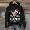 thumbnail image 2 of Fiaer Santa's Favorite Sweatshirt Merry Christmas Sweatshirt Women Funny Glass Graphic Crew Neck Pullover Long Sleeve Loose Fit Tops Black XL, 2 of 3