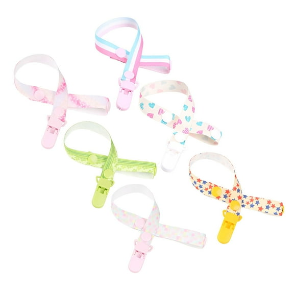 XIRQI 6Pcs Pacifier Clip,Anti-Loss Design for Secure Attachment Pacifier Holder,Soft Material for Baby'S Comfort Binky Clips