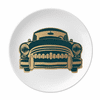 Green Classic Cars Outline Pattern Plate Decorative Porcelain Salver Tableware Dinner Dish