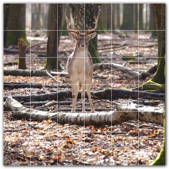 Picture-Tiles.com: Deer Ceramic Tile Wall Mural WAL500460-66XL. 72"W x 72"H using (36) 12" x 12" Ceramic Tiles-Satin Finish