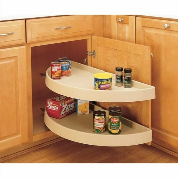 Rev-A-Shelf 39 Inch Diameter Half Moon Pivot-Out 2 Shelf Blind Corner Lazy Susan - Almond, Min. Cabinet Opening: 19-1/4 Inch Width 6842-39-15-570