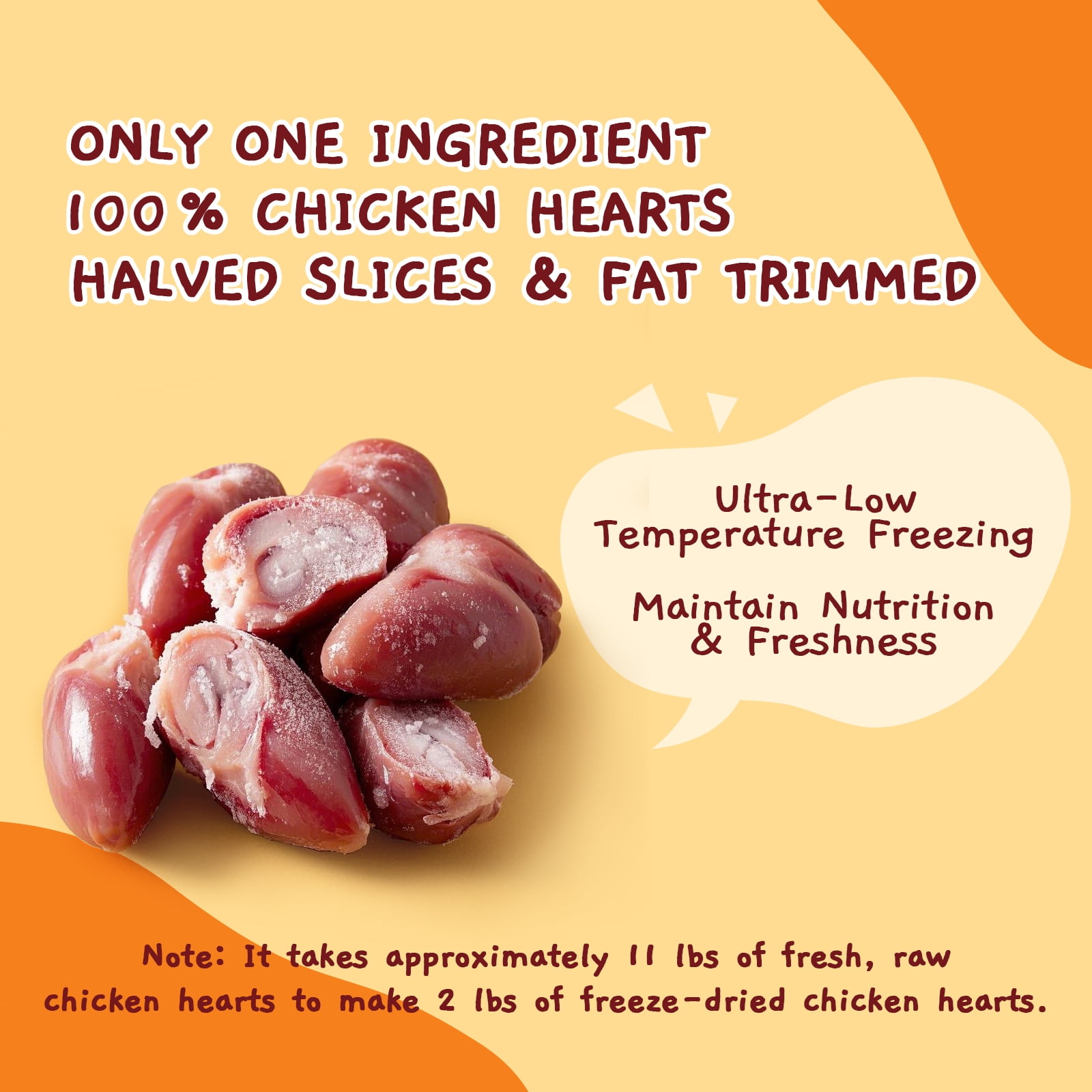 Jungle Calling  Freeze Dried Chicken Hearts Halves for Cats and Dogs, 7.76 oz Jar