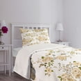 thumbnail image 3 of Ambesonne Flowers Quilted Bedspread Set 2 Pcs, Floral Roses Vector, Twin Size, White and Beige, 3 of 5
