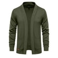 thumbnail image 5 of safuny Men's Open Front Cardigans Fall Winter Sweatshirts Ribbed Big&Tall Fashion Clearance Solid Color Outwear Workout Casual Loose Knitted Sweaters Long Sleeve Tops Pockets Green L, 5 of 5