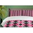 thumbnail image 4 of Ambesonne Pink Grey Duvet Cover Set, Diamonds and Lozenges, 2-Calking, Pale Pink Black Grey, 4 of 7