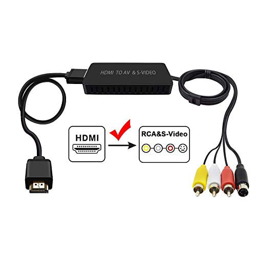 HDMI to S Video Converter, HDMI to AV Audio Video Converter, HDMI to RCA Adapter with RCA and Svideo Cable Support 1080p for PC Laptop Xbox PS3 STB VHS VCR