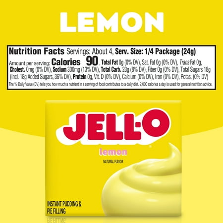 Jell-O Lemon Instant Pudding Mix & Pie Filling, 3.4 oz Box