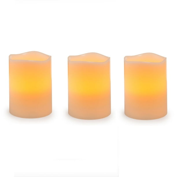 Ivory LED Pillar Candles 3 x 6 inches, 3 pack