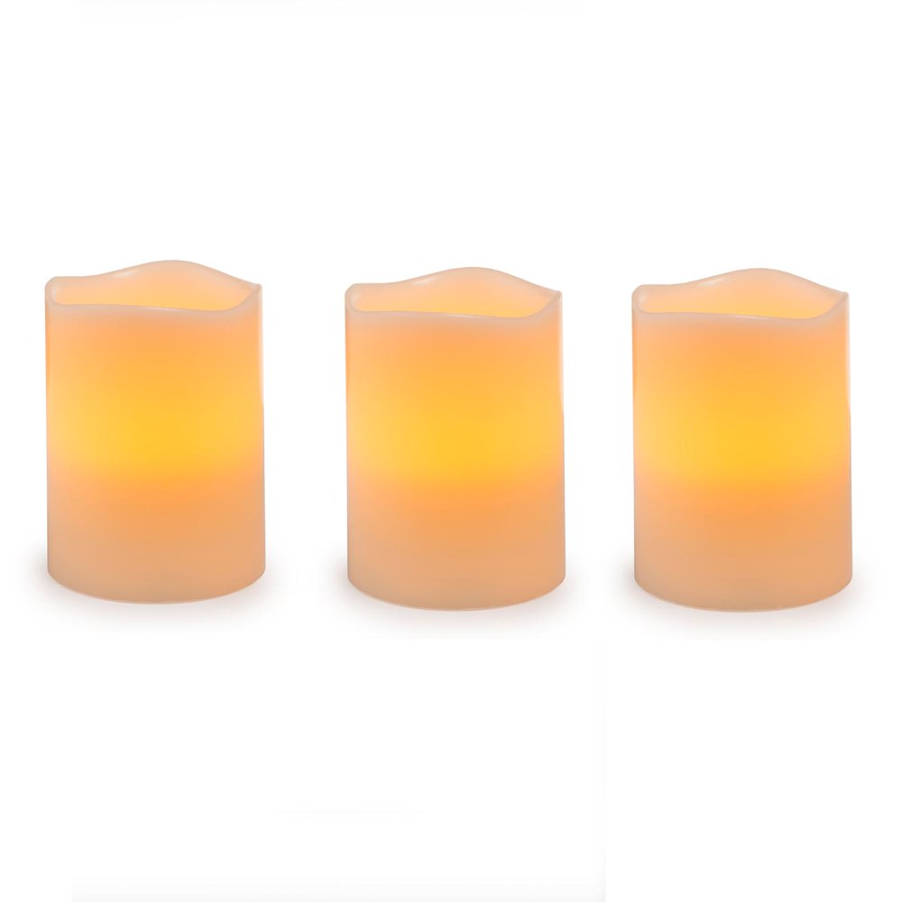 Ivory LED Pillar Candles 3 x 6 inches, 3 pack