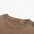 thumbnail image 5 of Homenesgenics Mens Shirts Men Tops T Shirts for Man Men's Casual Round Neck Solid Color Sports Washed Cotton Retro Distressed T-Shirt Brown L, 5 of 8