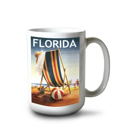 

15 fl oz Ceramic Mug Florida Beach Chair and Ball Dishwasher & Microwave Safe