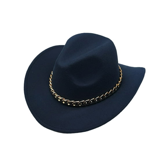 GROFRY Unisex Vintage Wide Brim Warm Hat Western Cowboy Hat British Style Jazz Cap for Outdoor Daily Life