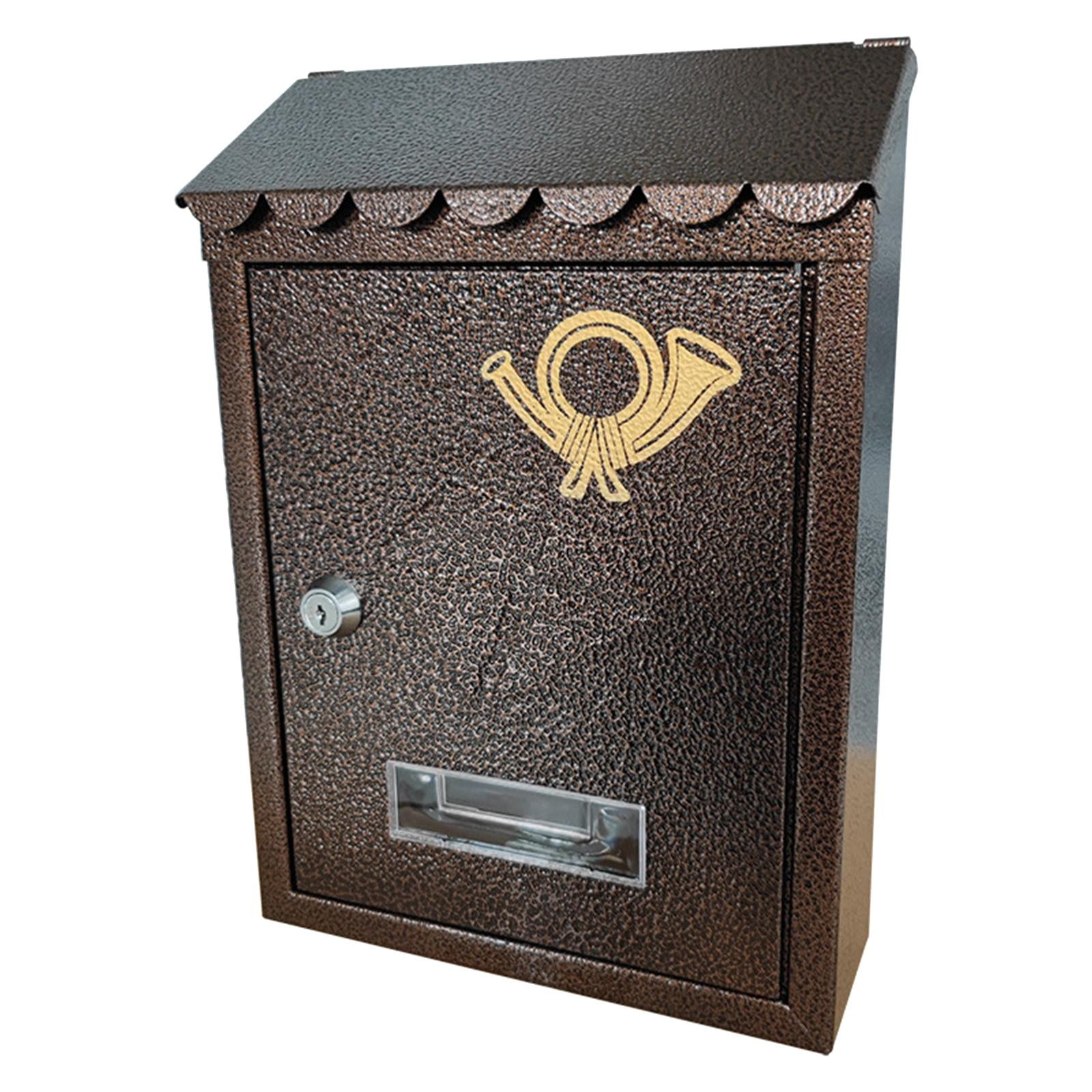 Wall Mount Mailbox Letterbox Front Door 21.5x7x30cm Outside Office Decorative Decor with Key Metal Locking Mailbox Porch Mail Box Drop Box bronze