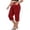 *Red, variant on VBVC Women's Plus Size Cotton Linen Capri Pants , Side Button Summer Shorts For Women , Ladies' Drawstring Lounge Pants with Pockets, Army Green , L-5XL