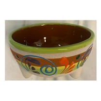 Made in Mexico Hand Painted Glazed Molcajete Guacamole Serving Plate Party Dish 4"